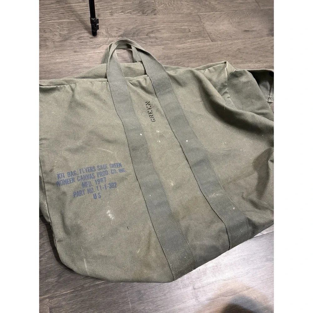 Vintage Army Kit Flyer Bag Sage Green‎ 1967 Large Pioneer Canvas Duffle Bag